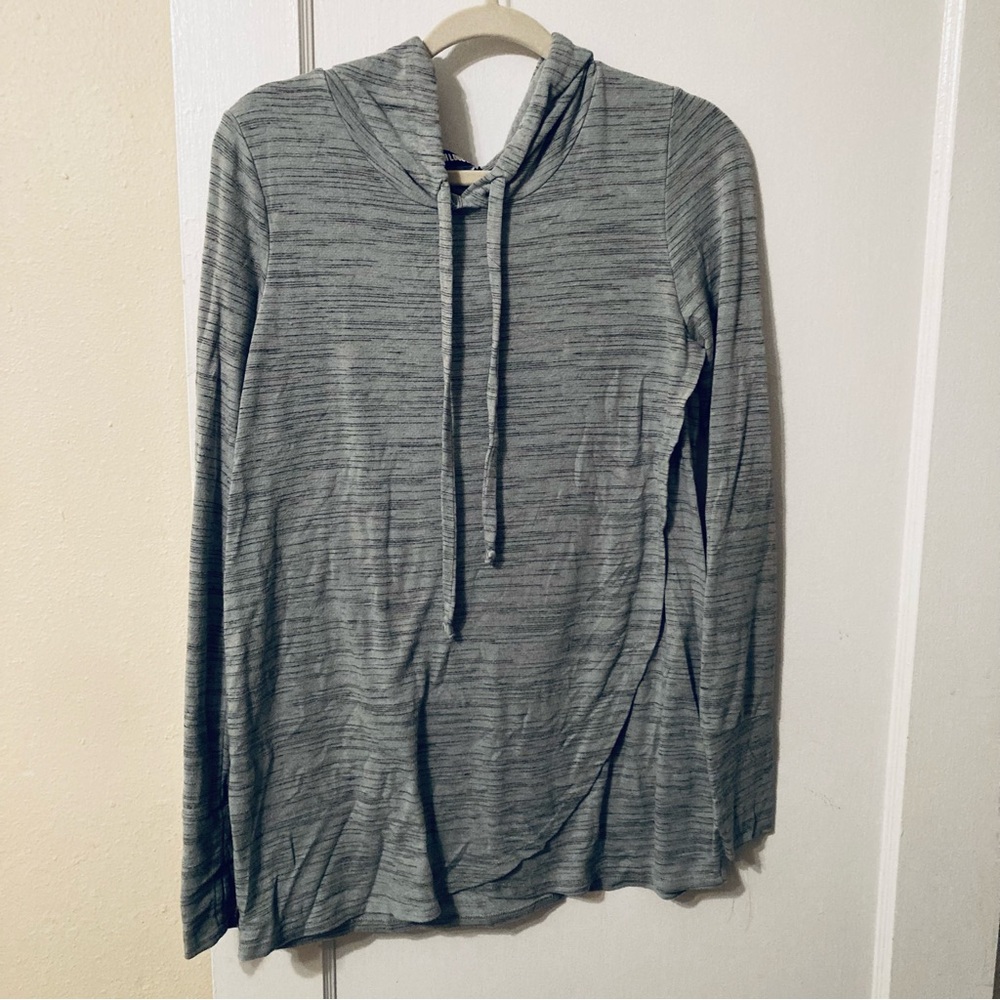 Ink Love and Peace cozy gray striped hoodie maternity nursing size M made in USA